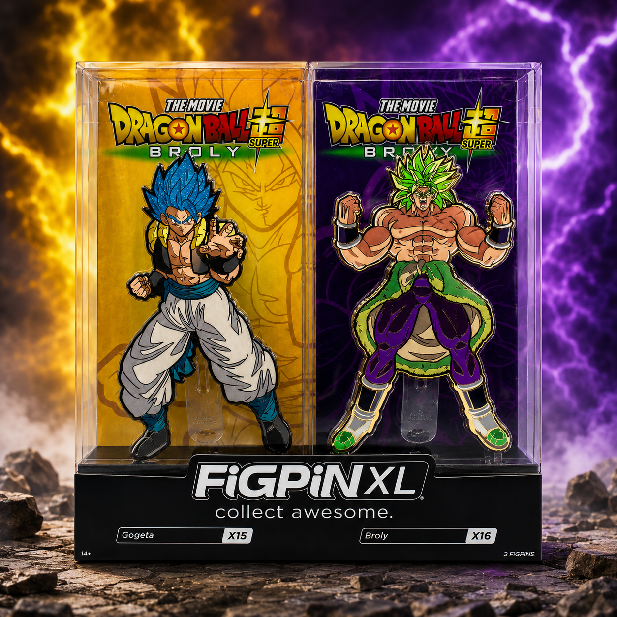 Dragon Ball Super - Gogeta & Broly 2 Pack Glitter/Gold Plated  (X15 & X16) XL FigPin